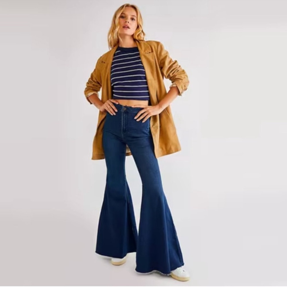 Dark Wash Stretch Denim Flares